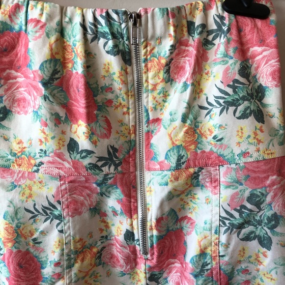 As U Wish Floral Denim Strapless Mini a Dress - Picture 6 of 7